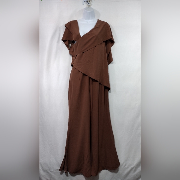 LanTing Pants - NWT LanTing Bride Wide Leg Wrap Jumpsuit Women's S Brown Retro 90s Y2K Weddings